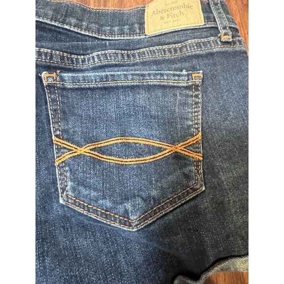 Abercrombie Low Rise Denim Shorts 6 Blue Med Wash Western Boho Hippie Y2K - Picture 11 of 13